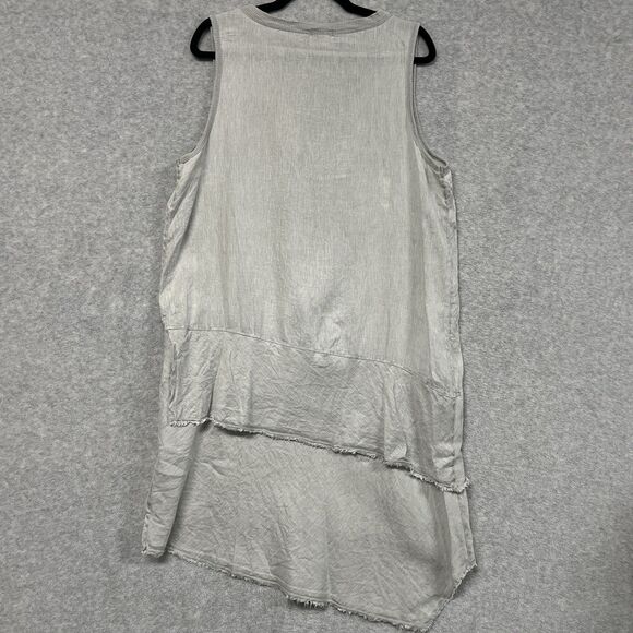 Dylan Gray Linen Sleeveless Dress L Asymmetrical Hem Boho Summer - Picture 8 of 13